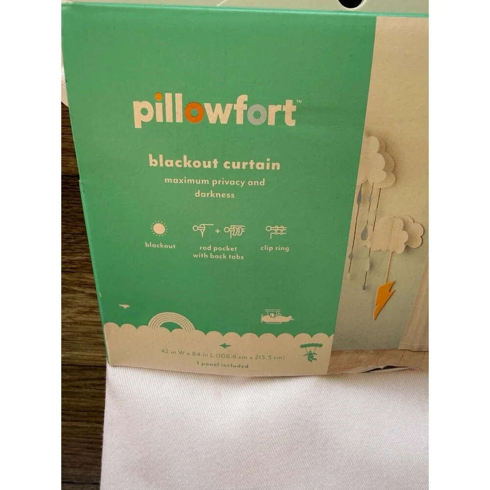 Pillowfort Kids Blackout Curtain Panel White Solid Twill 84 Inch New
